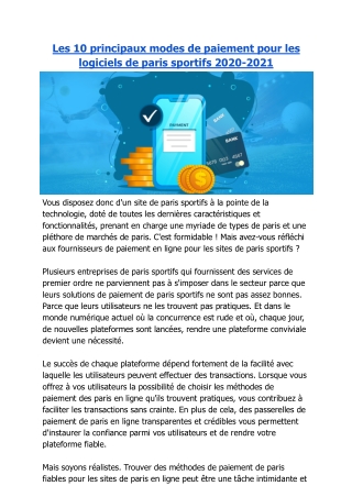 Les 10 principaux modes de paiement pour les logiciels de paris sportifs 2020-20