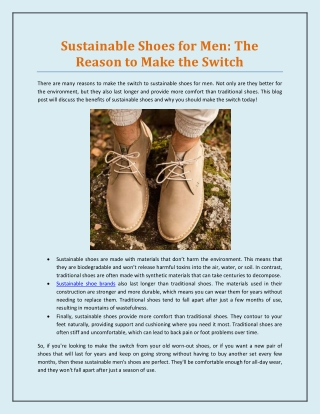 Sustainable Shoes for Men: The Reason to Make the Switch