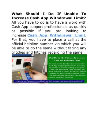 What Should I Do If Unable To Increase Cash App Withdrawal Limit?
