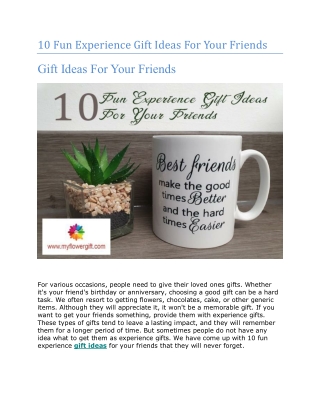 10 Fun Experience Gift Ideas For Your Friends