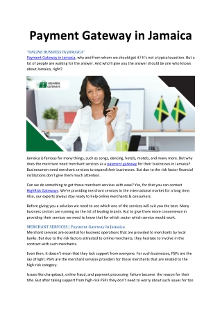 Payment Gateway in Jamaica- Highrisk Gateways