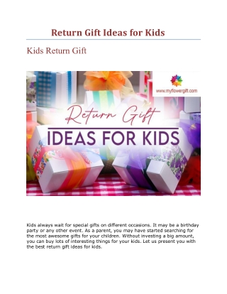 Return Gift Ideas for Kids