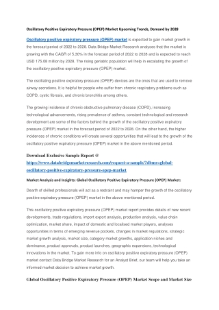 Oscillatory Positive Expiratory Pressure (OPEP) Market Upcoming Trends, Demand by 2028