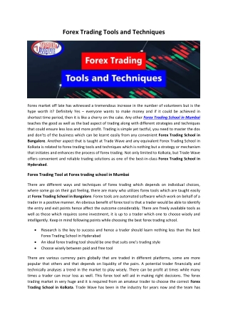 Forex Trading Tools and Techniques