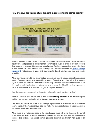 How effective are the moisture sensors in protecting the stored grains