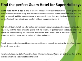 Find the perfect Guam Hotel for Super Holidays