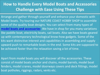 How to Handle Every Model Boats and Accessories Challenge with Ease Using These