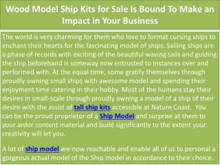 Wood Model Ship Kits for Sale Is Bound To Make an Impact in Your Business