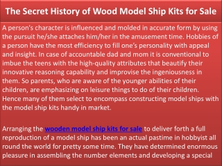 The Secret History of Wood Model Ship Kits for Sale