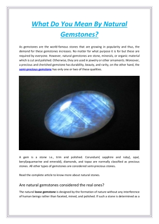 What Do You Mean By Natural Gemstones