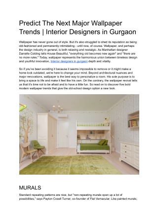 Predict The Next Major Wallpaper Trends | Interior Designers in Gurgaon