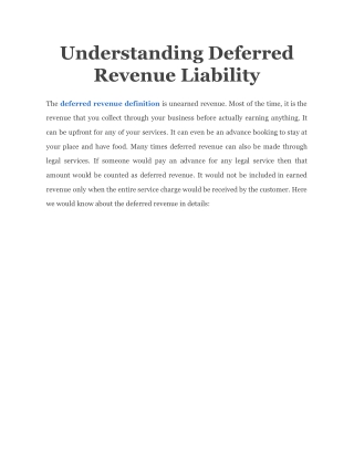 Understanding Deferred Revenue Liability