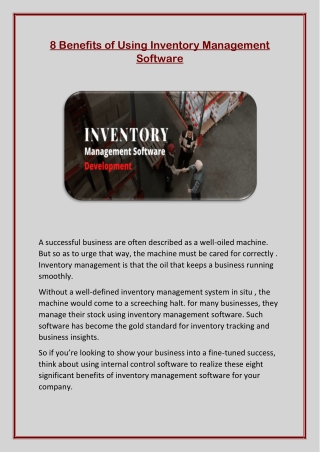 8 Benefits of Using Inventory Management Software