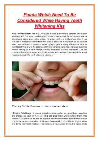 Points Which Need To Be Considered While Having Teeth Whitening Kits