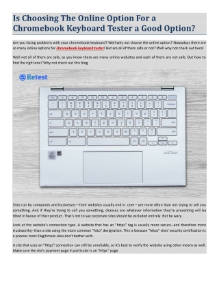 Is Choosing The Online Option For a Chromebook Keyboard Tester a Good Option