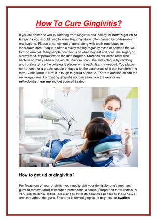 How To Cure Gingivitis