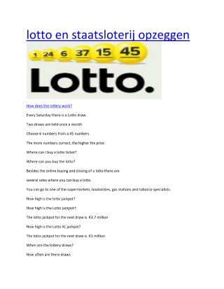 lotto en staatsloterij opzeggen