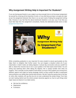 Why Assignment Writing Help Is Important For Students?