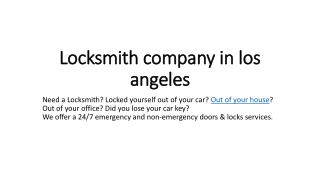 Los Angeles Locksmith Services - Mobile Sevice