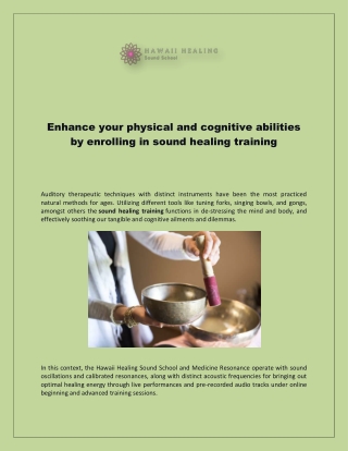 Enhance your physical and cognitive abilities by in sound healing training