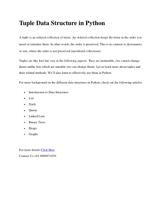 Tuple Data Structure in Python
