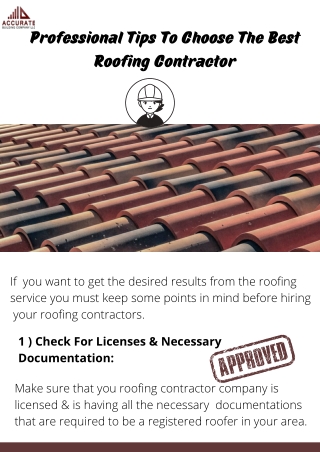 Professional Tips To Select The Best Roofing Contractor