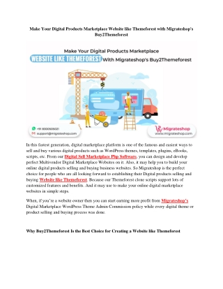 Make Your Digital Products Marketplace Website like Themeforest With Migrateshop