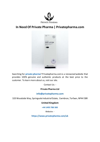 In Need Of Private Pharma | Privatepharma.com