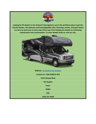 Rv Dealers San Antonio Sanangelorvs.com