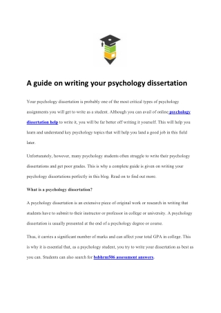 A guide on writing your psychology dissertation