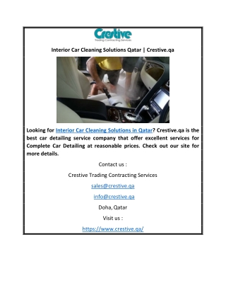 Interior Car Cleaning Solutions Qatar | Crestive.qa