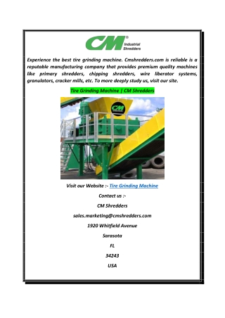 Tire Grinding Machine  CM Shredders