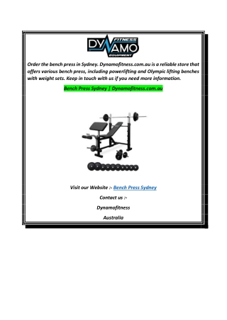 Bench Press Sydney  Dynamofitness.com.au