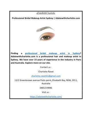 Professional Bridal Makeup Artist Sydney | Adatewithcharlotte.com