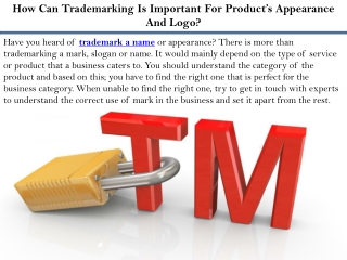 How Can Trademarking Is Important For Product’s Appearance And Logo?