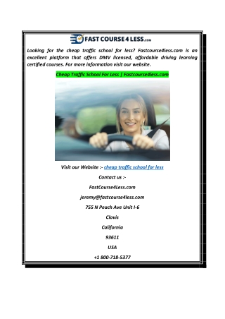 Cheap Traffic School For Less  Fastcourse4less.com