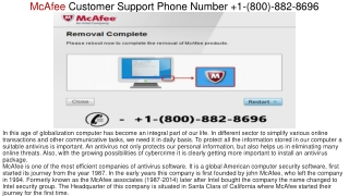 McAfee Customer Support Phone Number  1-(800)-882-8696