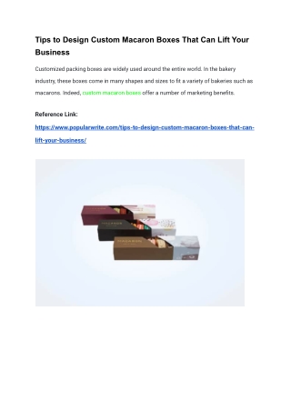 Tips to Design Custom Macaron Boxes That Can Lift Your Business