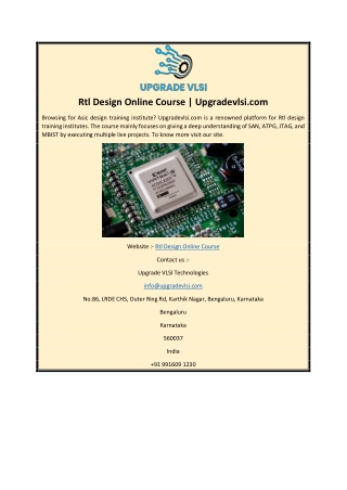 Rtl Design Online Course | Upgradevlsi.com