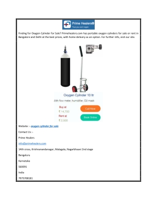 Oxygen Cylinder for Sale  Primehealers.com