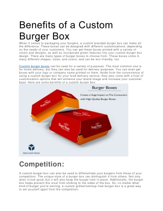 Benefits of a Custom Burger Box
