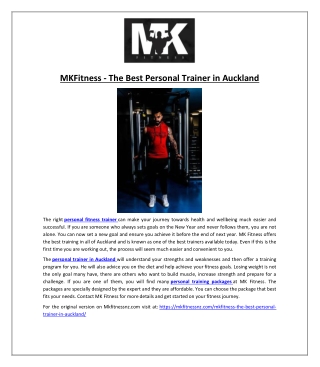 MKFitness - The Best Personal Trainer in Auckland