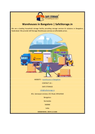 Warehouses in Bangalore | SafeStorage.in