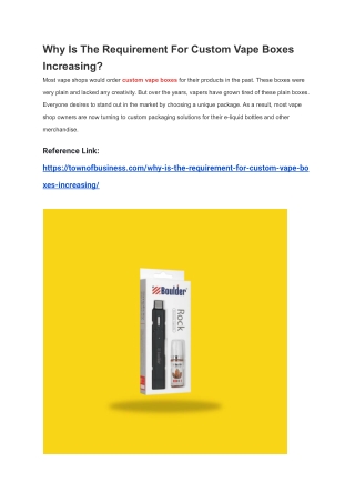 Why Is The Requirement For Custom Vape Boxes Increasing_