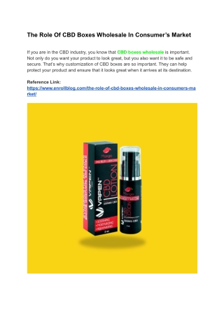 The Role Of CBD Boxes Wholesale In Consumer’s Market