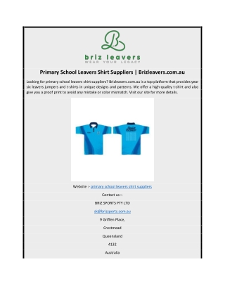 Primary School Leavers Shirt Suppliers | Brizleavers.com.au