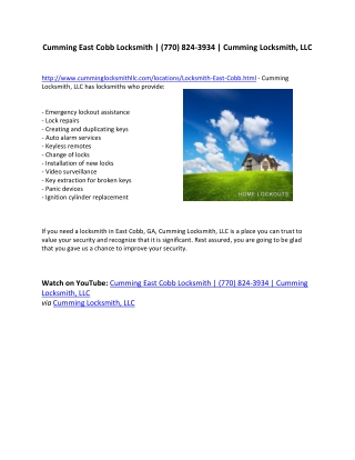 Cumming East Cobb Locksmith