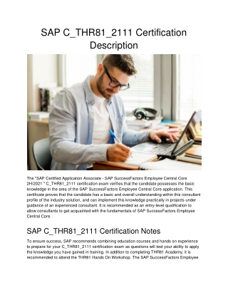 SAP C_THR81_2111 Certification Description