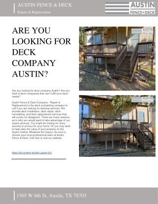 ARE YOU LOOKING FOR DECK COMPANY AUSTIN - AUSTIN FENCE AND DECK