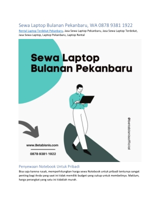 Sewa Laptop Bulanan Pekanbaru, WA 0878 9381 1922